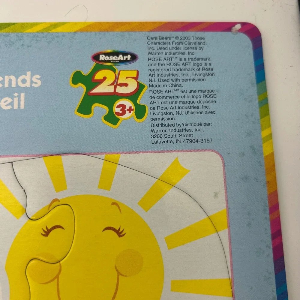 Vintage 2003 Care Bears RoseArt Frame Tray Puzzle 25 Piece 2pk Follow Your Heart